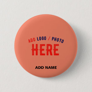 STYLISH MODERN CUSTOM CORAL ORANGE VERIFIED BRAND 6 CM ROUND BADGE