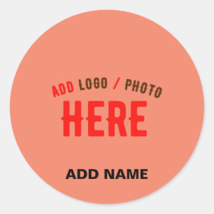 STYLISH MODERN CUSTOM CORAL ORANGE VERIFIED BRAND CLASSIC ROUND STICKER
