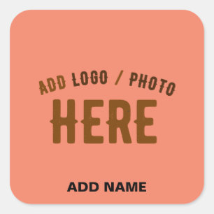 STYLISH MODERN CUSTOM CORAL ORANGE VERIFIED BRAND SQUARE STICKER