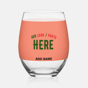 STYLISH MODERN CUSTOM CORAL ORANGE VERIFIED BRAND STEMLESS WINE GLASS