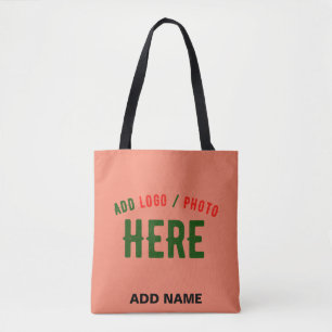 STYLISH MODERN CUSTOM CORAL ORANGE VERIFIED BRAND TOTE BAG