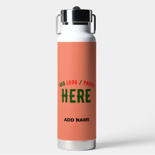 STYLISH MODERN CUSTOM CORAL ORANGE VERIFIED BRAND WATER BOTTLE