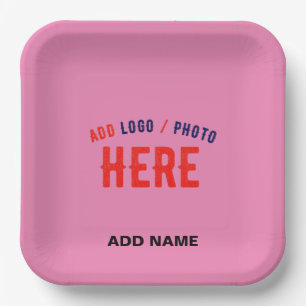 STYLISH MODERN CUSTOM CUTE HOT PINK VERIFIED BRAND PAPER PLATE
