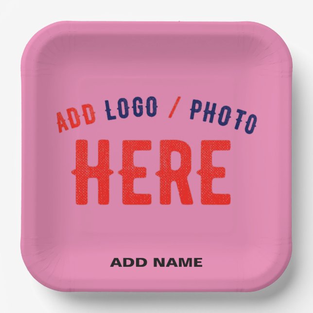 STYLISH MODERN CUSTOM CUTE HOT PINK VERIFIED BRAND PAPER PLATE (Front)