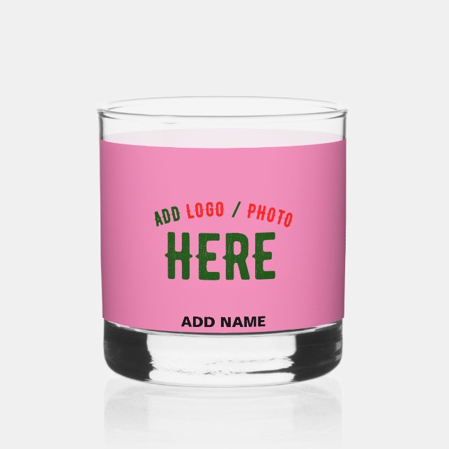 STYLISH MODERN CUSTOM CUTE HOT PINK VERIFIED BRAND WHISKEY GLASS (Front)