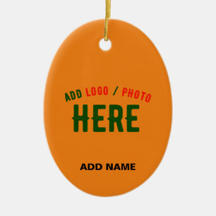 STYLISH MODERN CUSTOM DARK ORANGE VERIFIED BRANDED CERAMIC ORNAMENT