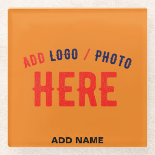 STYLISH MODERN CUSTOM DARK ORANGE VERIFIED BRANDED GLASS COASTER