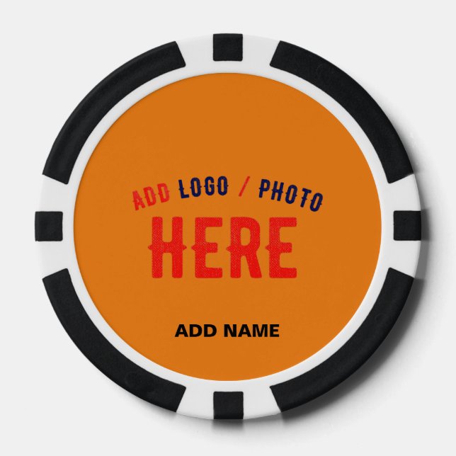 STYLISH MODERN CUSTOM DARK ORANGE VERIFIED BRANDED POKER CHIPS (Front)