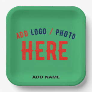 STYLISH MODERN CUSTOM EMERALD GREEN VERIFIED BRAND PAPER PLATE