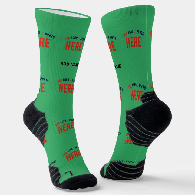 STYLISH MODERN CUSTOM EMERALD GREEN VERIFIED BRAND SOCKS (Angled)