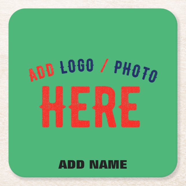 STYLISH MODERN CUSTOM EMERALD GREEN VERIFIED BRAND SQUARE PAPER COASTER (Front)