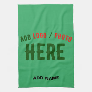 STYLISH MODERN CUSTOM EMERALD GREEN VERIFIED BRAND TEA TOWEL