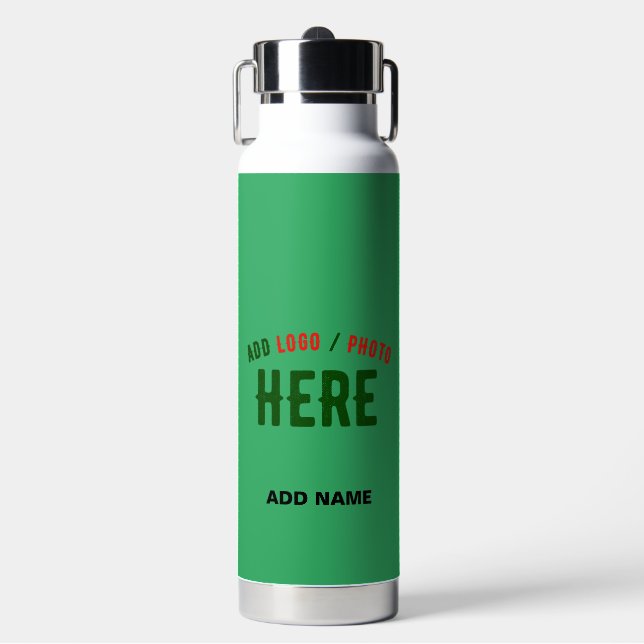STYLISH MODERN CUSTOM EMERALD GREEN VERIFIED BRAND WATER BOTTLE (Front)