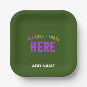 STYLISH MODERN CUSTOM FOREST GREEN VERIFIED BRAND PAPER PLATE