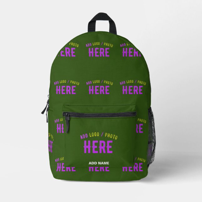 STYLISH MODERN CUSTOM FOREST GREEN VERIFIED BRAND PRINTED BACKPACK (Front)