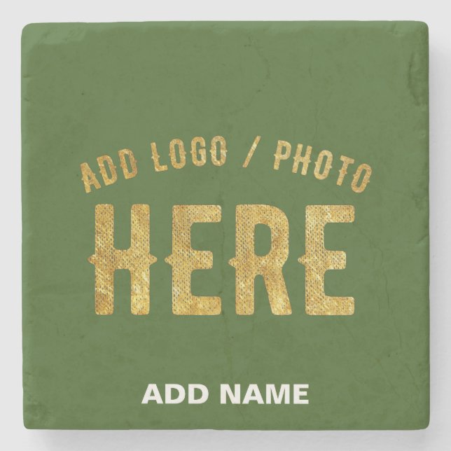 STYLISH MODERN CUSTOM FOREST GREEN VERIFIED BRAND STONE COASTER (Front)