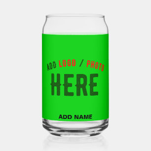 STYLISH MODERN CUSTOM LIME GREEN VERIFIED BRANDED CAN GLASS