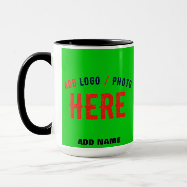 STYLISH MODERN CUSTOM LIME GREEN VERIFIED BRANDED MUG (Left)
