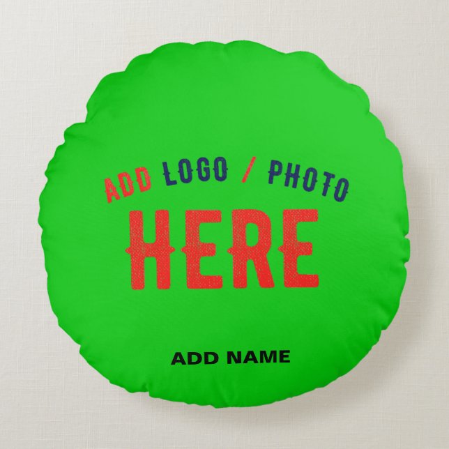 STYLISH MODERN CUSTOM LIME GREEN VERIFIED BRANDED ROUND CUSHION (Front)