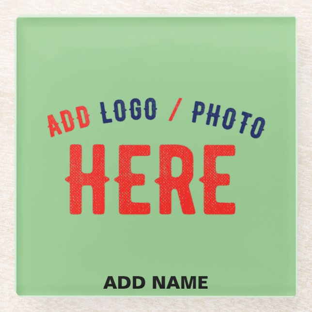 STYLISH MODERN CUSTOM MINT GREEN VERIFIED BRANDED GLASS COASTER (Front)