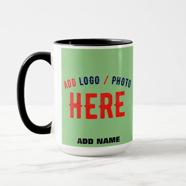 STYLISH MODERN CUSTOM MINT GREEN VERIFIED BRANDED MUG (Left)