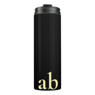 STYLISH MODERN CUSTOM NAME BLACK BEIGE GYM TRAVEL THERMAL TUMBLER