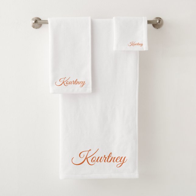 STYLISH MODERN CUSTOM NAME BRIDE BACHELOR PARTY  BATH TOWEL SET (Insitu)