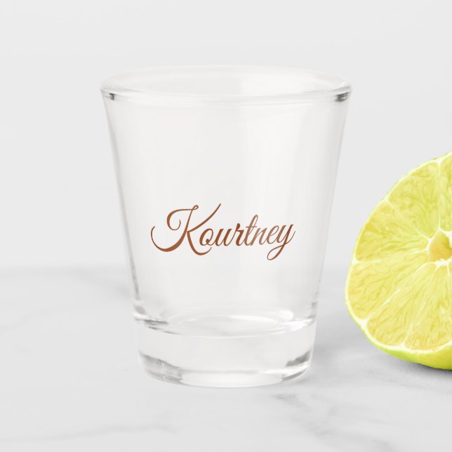 STYLISH MODERN CUSTOM NAME BRIDE BACHELOR PARTY SHOT GLASS (Front)
