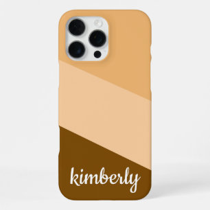 STYLISH MODERN CUSTOM NAME BROWN BEIGE STRIPS  iPhone 16 PRO MAX CASE
