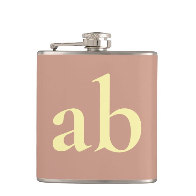  STYLISH MODERN CUSTOM NAME DUSKY ROSE WEDDING HIP FLASK (Front)