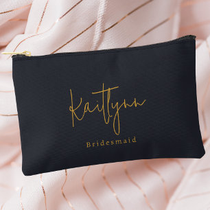 Stylish Modern Custom Name Script Bridesmaid Accessory Pouch