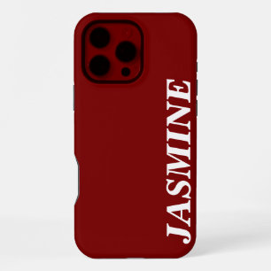 STYLISH MODERN CUSTOM NAME SOLID CHEERY RED COLOUR iPhone 16 PRO MAX CASE