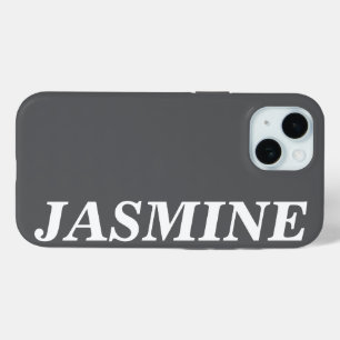 STYLISH MODERN CUSTOM NAME SOLID DARK GREY COLOUR iPhone 15 CASE