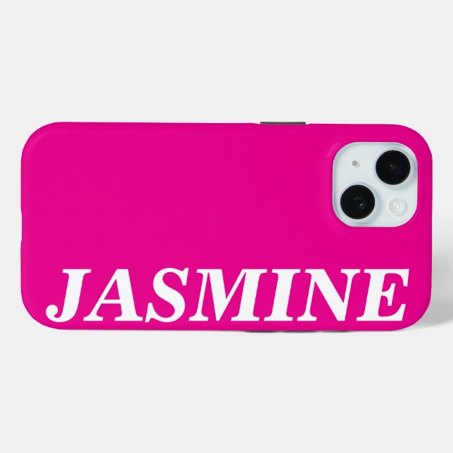 STYLISH MODERN CUSTOM NAME SOLID HOT PINK COLOUR Case-Mate iPhone CASE (Back (Horizontal))