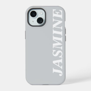 STYLISH MODERN CUSTOM NAME SOLID LIGHT GREY COLOUR iPhone 15 CASE