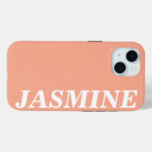 STYLISH MODERN CUSTOM NAME SOLID PEACH COLOUR iPhone 15 CASE