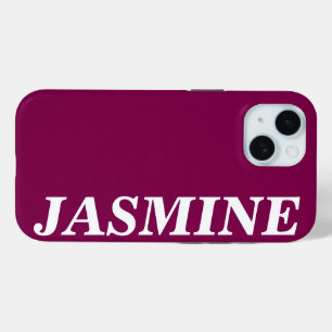 STYLISH MODERN CUSTOM NAME SOLID WINE COLOUR iPhone 15 CASE