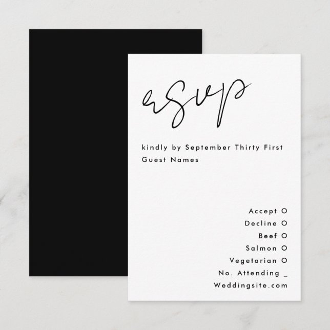 Stylish Modern Custom Names Tuxedo Gold Wedding RSVP Card (Front/Back)