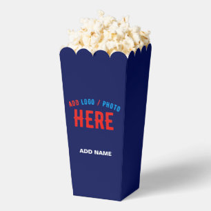 STYLISH MODERN CUSTOM NAVY BLUE BRANDED POPCORN FAVOUR BOX