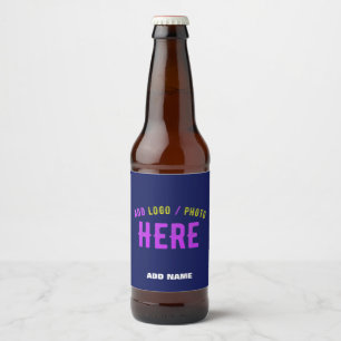 STYLISH MODERN CUSTOM NAVY BLUE VERIFIED BRANDED BEER BOTTLE LABEL