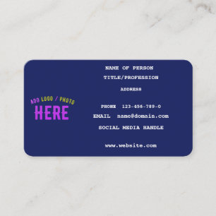 STYLISH MODERN CUSTOM NAVY BLUE VERIFIED BRANDED CALLING CARD