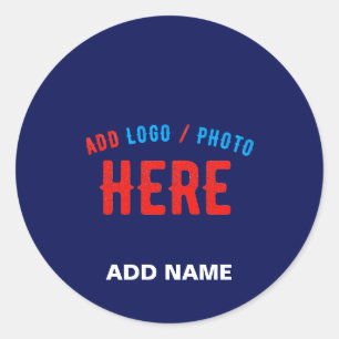 STYLISH MODERN CUSTOM NAVY BLUE VERIFIED BRANDED CLASSIC ROUND STICKER
