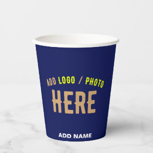 STYLISH MODERN CUSTOM NAVY BLUE VERIFIED BRANDED PAPER CUPS