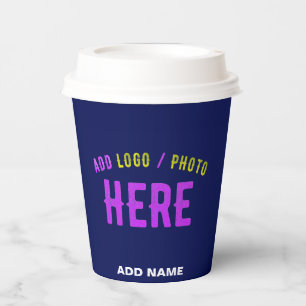 STYLISH MODERN CUSTOM NAVY BLUE VERIFIED BRANDED PAPER CUPS