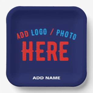 STYLISH MODERN CUSTOM NAVY BLUE VERIFIED BRANDED PAPER PLATE