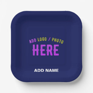 STYLISH MODERN CUSTOM NAVY BLUE VERIFIED BRANDED PAPER PLATE