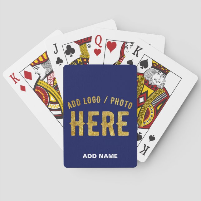 STYLISH MODERN CUSTOM NAVY BLUE VERIFIED BRANDED PLAYING CARDS (Back)