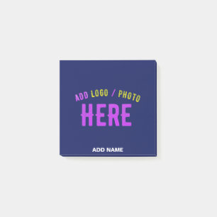 STYLISH MODERN CUSTOM NAVY BLUE VERIFIED BRANDED POST-IT NOTES