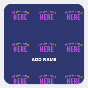 STYLISH MODERN CUSTOM NAVY BLUE VERIFIED BRANDED SQUARE STICKER