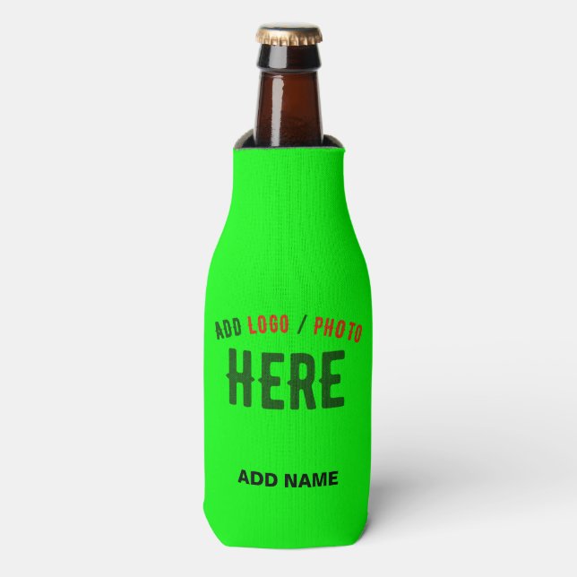 STYLISH MODERN CUSTOM NEON GREEN VERIFIED BRANDED BOTTLE COOLER (Bottle Front)